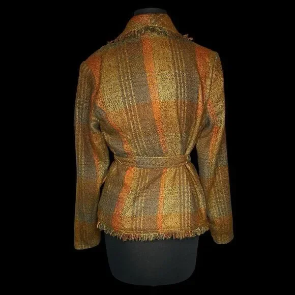 Anthropologie Orange and Brown Plaid Blazer - Picture 5 of 12